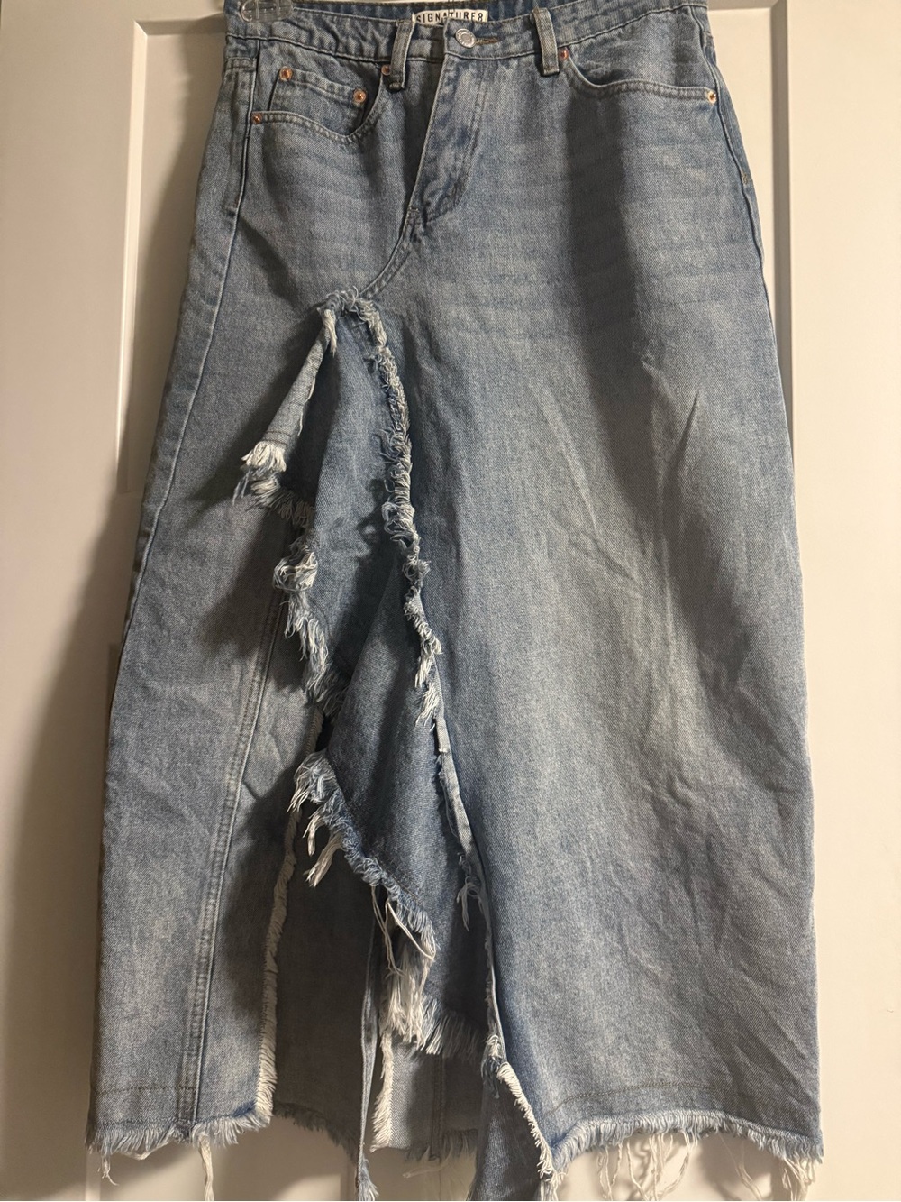 Signature8 Blue Denim skirt with Contrast Stitching